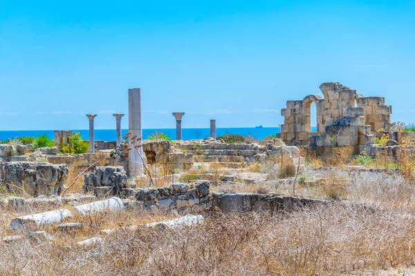 Gazimağusa Cypru Yakınındaki Antik Salamis Arkeolojik Sitesinde Kampanopetra Bazilikası Kalıntıları — Stok fotoğraf