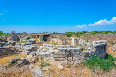 Famagusta, Cypru yakın Antik Salamis arkeolojik bölgesi kalıntıları