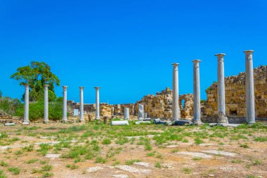 Gazimağusa-Cypru yakınındaki Antik Salamis sit alanı, spor salonu kalıntıları