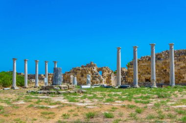 Gazimağusa-Cypru yakınındaki Antik Salamis sit alanı, spor salonu kalıntıları