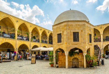 Eski bir tüccar otel - büyük görünümünü dönüştürülmüş bir modern turistik, Lefkoşa, Cypru han -