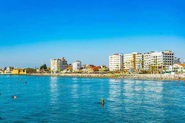 Larnaca Cyprus Augustus 2017 Landschap Van Finikoudes Beach Larnaca Cypru — Stockfoto