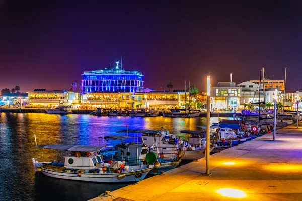 Limassol Chipre Agosto 2017 Vista Nocturna Del Antiguo Puerto Limassol —  Fotos de Stock