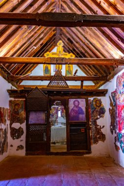 Moutoullas, Kıbrıs, 22 Ağustos 2017: Kilise Panagia tou Moutoulla Cypru üzerinde Moutoullas Köyü'nde içinin