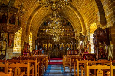 Lefkoşa, Kıbrıs, 23 Ağustos 2017: Nicosia, Cypru Agios Antonios iç kilisede