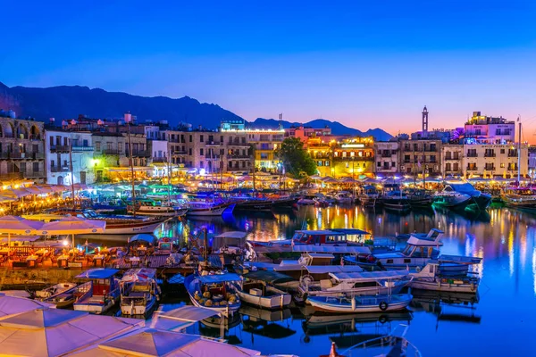 Kyrenia Cyprus Augustus 2017 Zonsondergang Uitzicht Haven Van Kyrenia Cypru — Stockfoto