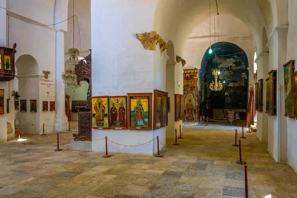 Famagusta Chipre Agosto 2017 Interior Uma Igreja Dentro Mosteiro São — Fotografia de Stock