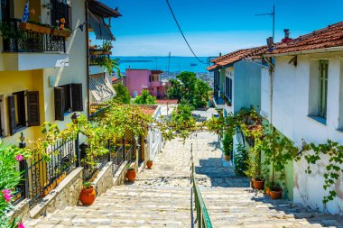Eski Şehir Selanik, Greec dar bir sokakta görünümünü