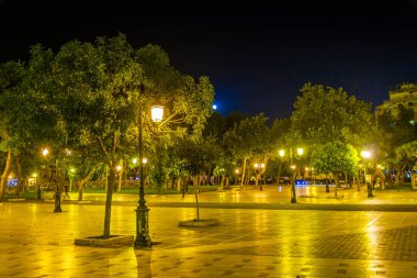 Thessaloniki, Greec Venizelos meydanda gece görünümü