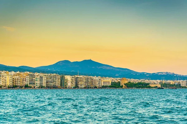 Vista Atardecer Torre Blanca Tesalónica Grecia — Foto de Stock