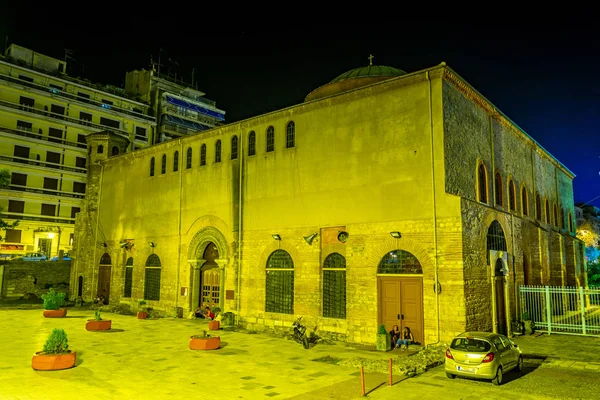 Wgląd Nocy Kościół Hagia Sophia Salonikach Spędzeniu — Zdjęcie stockowe