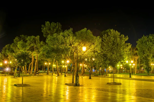 Vista Nocturna Plaza Venizelos Tesalónica Grecia — Foto de Stock