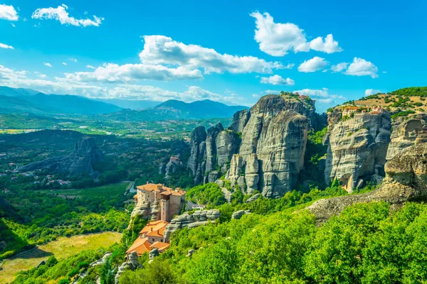 Kláštery Varlaam Roussanou Svatý Mikuláš Anapavsa Velký Meteor Kláštera Meteora — Stock fotografie