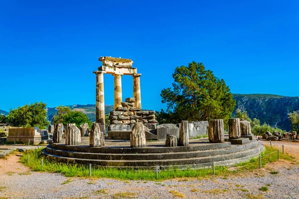 Ruinerna Templet Athena Pronaia Delphi Greec — Stockfoto