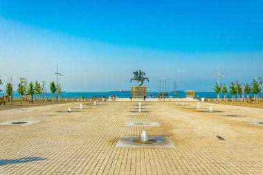 Selanik, Yunanistan, 11 Eylül 2017: Selanik'in merkezinde, Greec Büyük İskender Heykeli