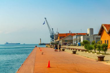 Selanik, Yunanistan, 11 Eylül 2017: Görünüm Selanik'te, Greec yenilenmiş bağlantı noktası üzerinden