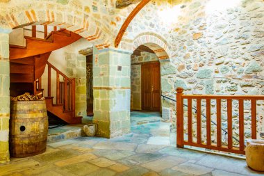 Meteora, Yunanistan, 12 Eylül 2017: Meteora, Greec Kutsal Teslis Manastırı içinin