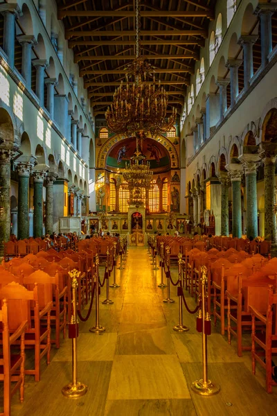 Thessaloniki Grecia Septiembre 2017 Interior Iglesia Agios Dimitrios Tesalónica Grecia — Foto de Stock