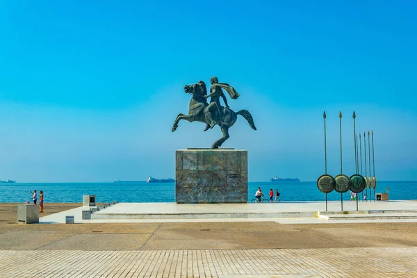 Thessaloniki Griekenland September 2017 Standbeeld Van Alexander Grote Thessaloniki Griekse — Stockfoto