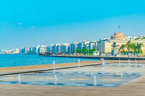 Thessaloniki Grécia Setembro 2017 Torre Branca Passeio Marítimo Salónica Greec — Fotografia de Stock