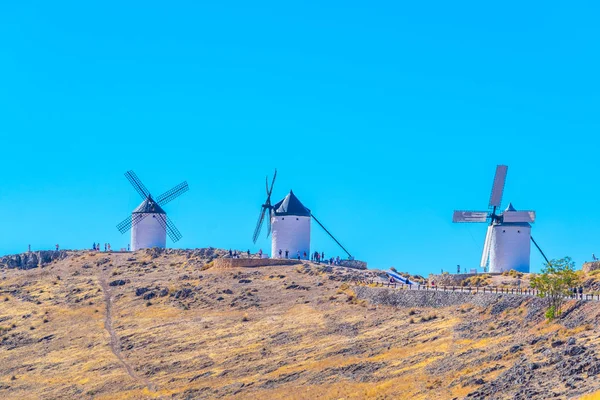 Παραδοσιακό Λευκό Ανεμομυλοι Consuegra Στα Σπαει — Φωτογραφία Αρχείου