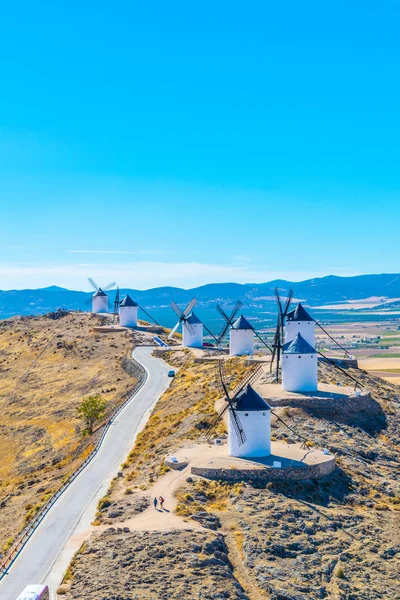 Traditionella Vita Väderkvarnar Consuegra Spanien — Stockfoto