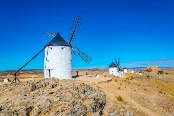 Consuegra Körül Fehér Szélmalmok Spai Kastély — Stock Fotó