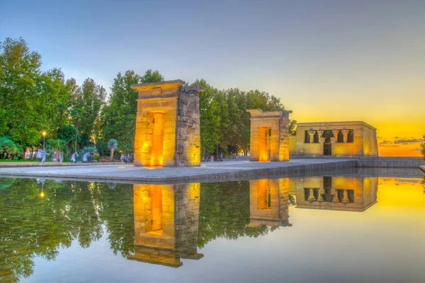 Pôr Sol Vista Templo Debod Madri — Fotografia de Stock