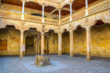 Halk Kütüphanesi kabukları Salamanca, Spai, evde yer alan avlusu