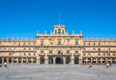 İnsanlar Salamanca, Spai, Plaza Mayor arasında gezinme