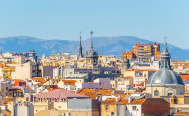 Madrid, Spai renkli cityscape
