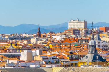 Madrid, Spai renkli cityscape