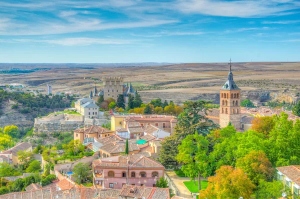Vista Aérea Del Alcázar Segovia Desde Catedral Gótica Spai — Foto de Stock
