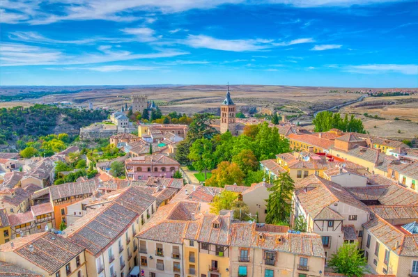 Vista Aérea Del Alcázar Segovia Desde Catedral Gótica Spai — Foto de Stock