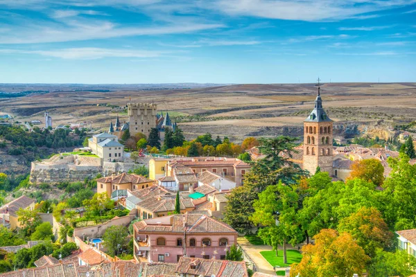 Vista Aérea Del Alcázar Segovia Desde Catedral Gótica Spai — Foto de Stock