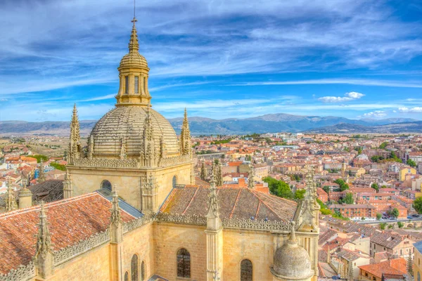 Luchtfoto Van Gotische Kathedraal Van Segovia Spai — Stockfoto