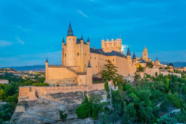 Vista Del Atardecer Del Alcázar Segovia Spai — Foto de Stock