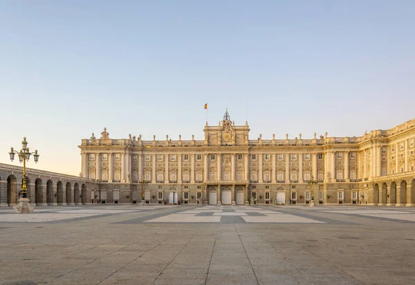 Вид Закат Королевского Дворца Названием Palais Real Мадриде Испания — стоковое фото