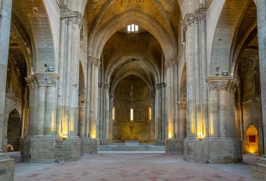 Lleida, İspanya, 1 Ekim 2017: İç La Seu Vella Katedrali'nde Lleida, Spai