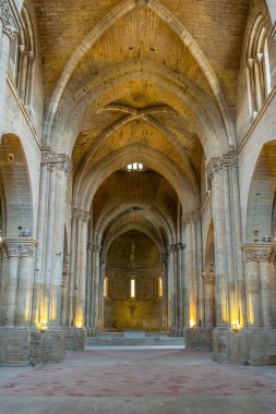 Lleida, İspanya, 1 Ekim 2017: İç La Seu Vella Katedrali'nde Lleida, Spai