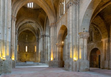 Lleida, İspanya, 1 Ekim 2017: İç La Seu Vella Katedrali'nde Lleida, Spai