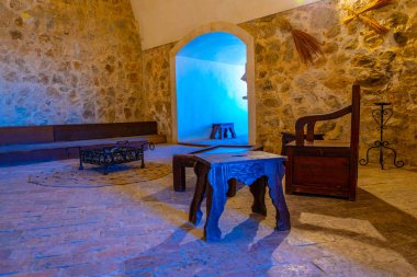 CONSUEGRA, SPAIN, OCTOBER 2, 2017: Interior of Castle at Consuegra, Spai clipart