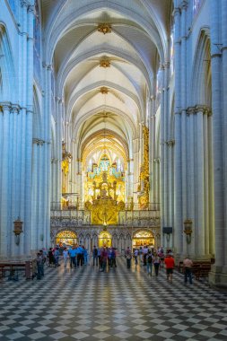 Toledo, İspanya, 2 Ekim 2017: İç Santa Iglesia Catedral Primada de Toledo Toledo, Spai