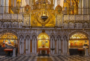 Toledo, İspanya, 2 Ekim 2017: İç Santa Iglesia Catedral Primada de Toledo Toledo, Spai