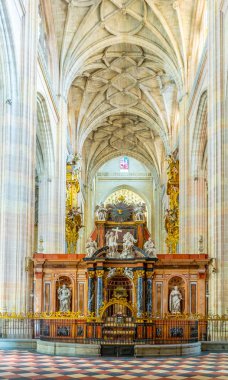 Segovia, İspanya, 4 Ekim 2017: Gotik Katedrali Segovia, Spai, iç