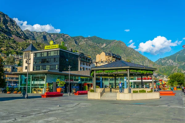 Andorra Vella Andorra Septiembre 2017 Gente Está Disfrutando Día Soleado — Foto de Stock