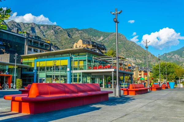 Andorra Vella Andorra Septiembre 2017 Gente Está Disfrutando Día Soleado — Foto de Stock