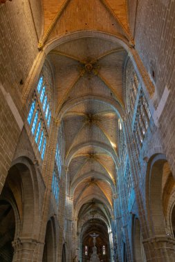 Avila, İspanya, 5 Ekim 2017: Avila, Spai katedral içinin