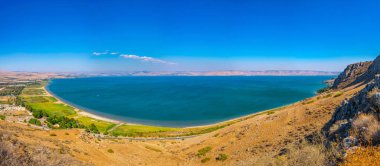 Sea of Galilee viewed from mount Arbel in Israel clipart