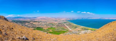 Sea of Galilee viewed from mount Arbel in Israel clipart
